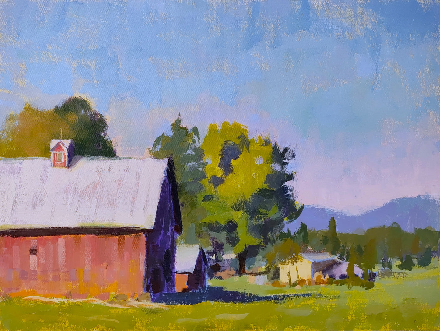 "Barn Shadows" 12x16 original acrylic painting by Artist Kristina Sellers