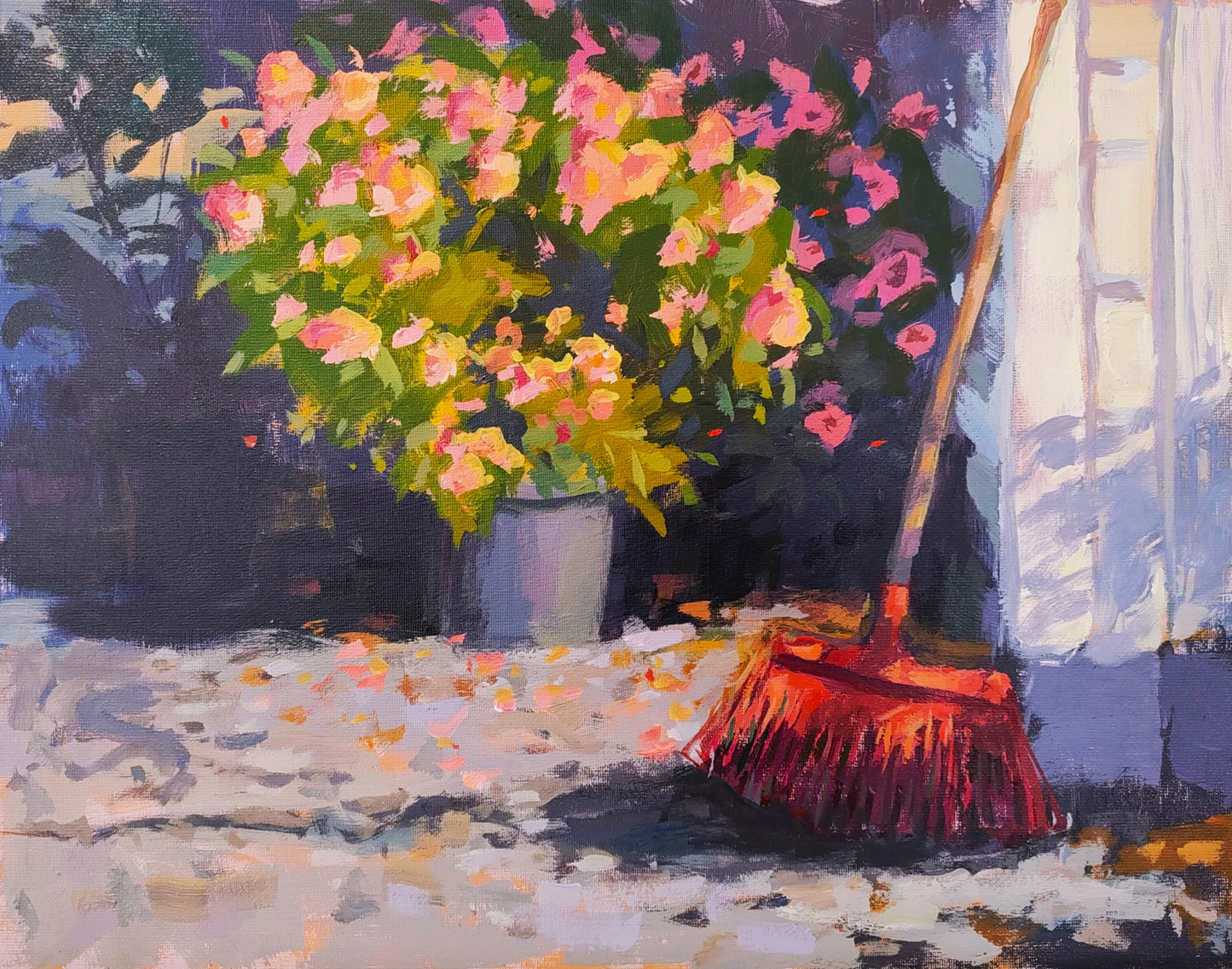 "Red Rake" 11x14 original acrylic painting by Artist Kristina Sellers