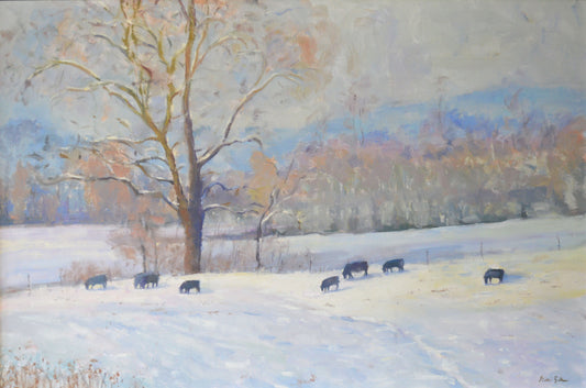 "Spring Snowfall" 24x36 original oil painting on stretched canvas