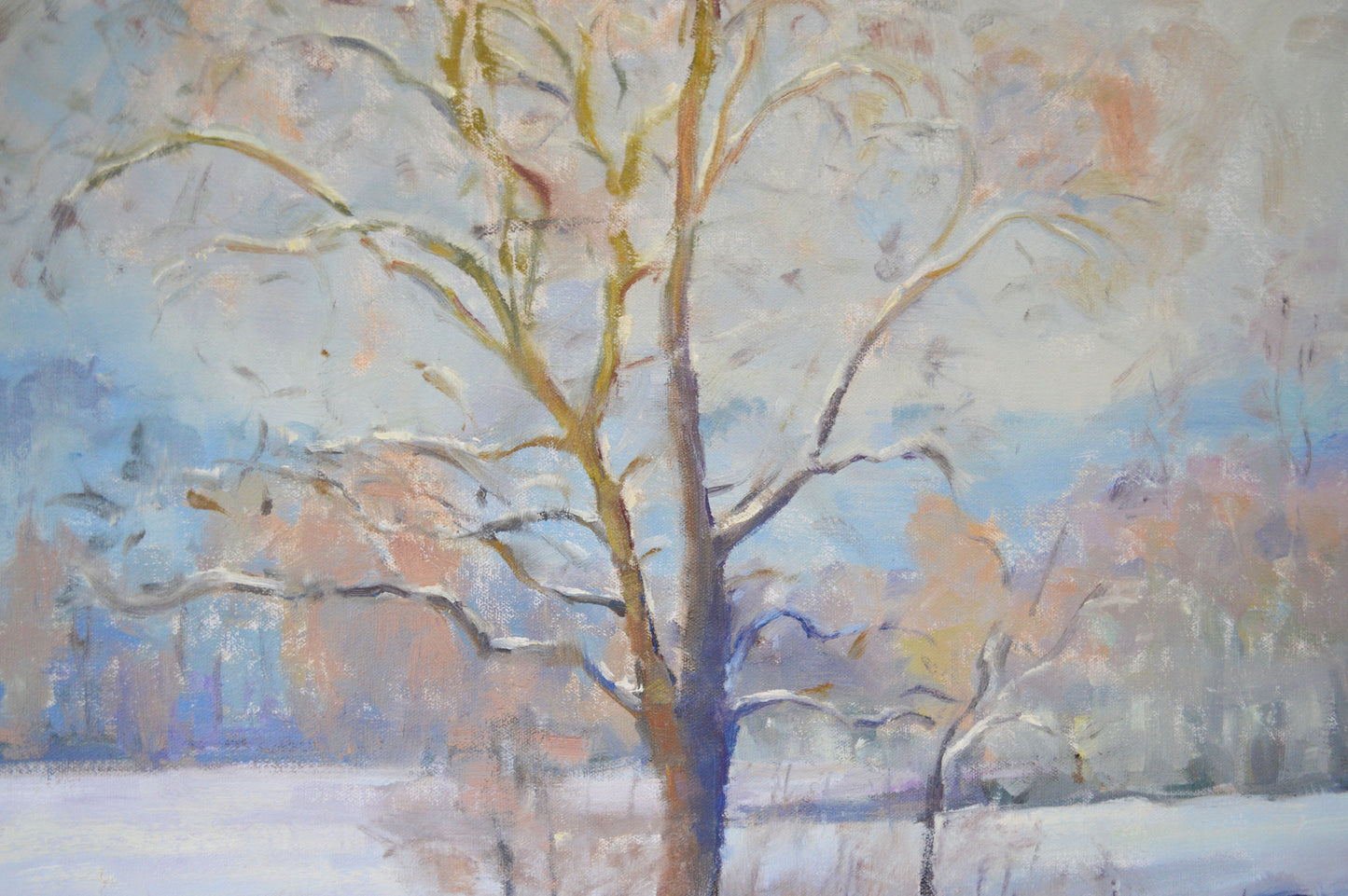 "Spring Snowfall" 24x36 original oil painting on stretched canvas
