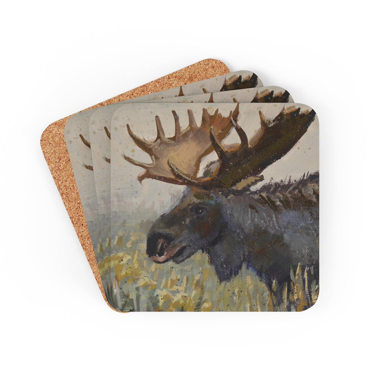 "Dark Chocolate Moose" Corkwood Coaster Set