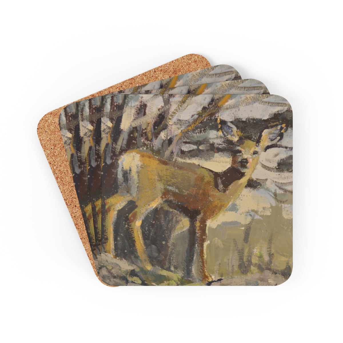 "Such a Deer", by Kristina Sellers, Corkwood Coaster Set