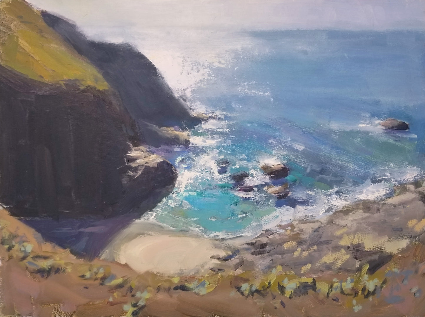 "Along the Coastal Path" 12x16 original oil painting by Artist Kristina Sellers