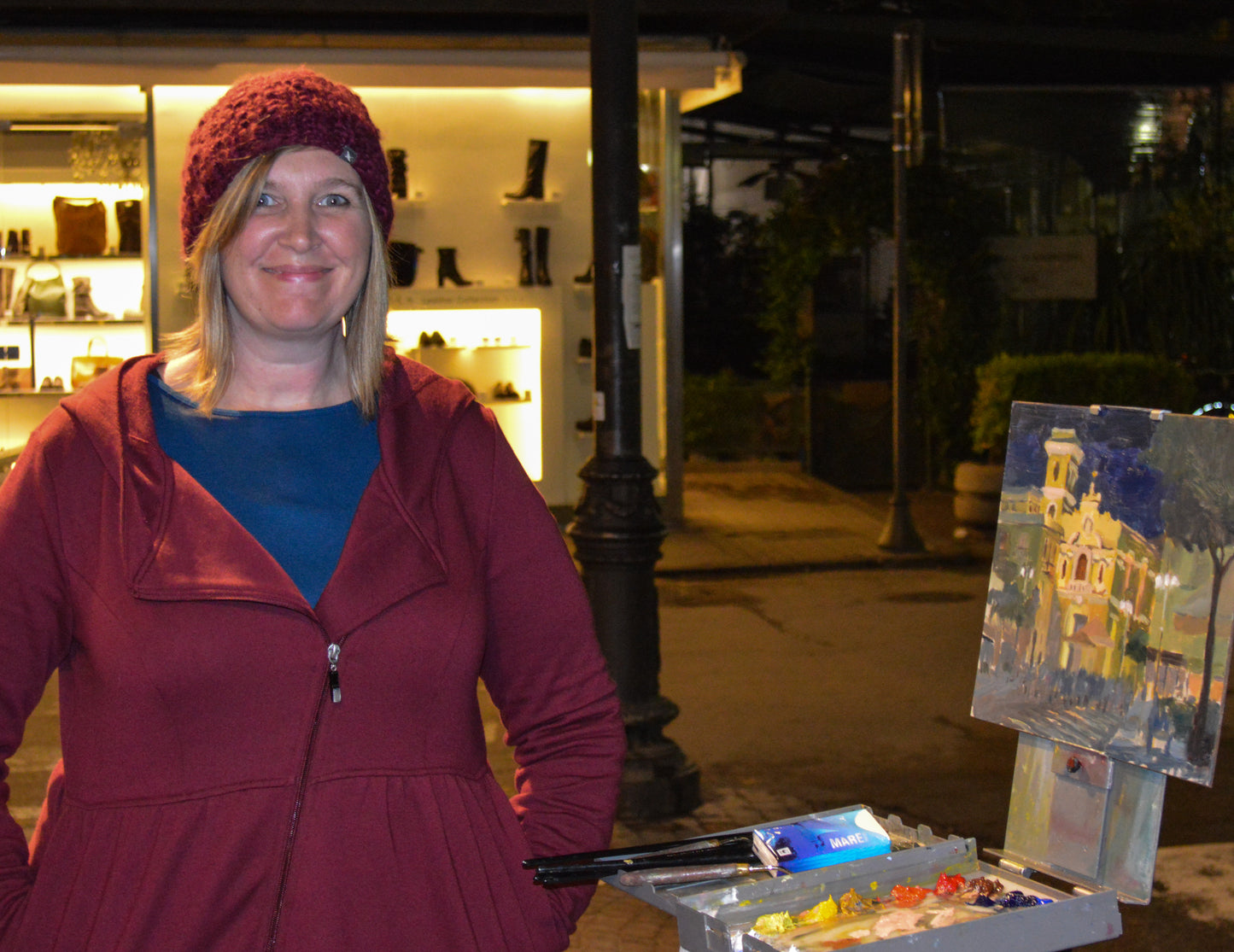 "Piazza Tasso",16x20 Original Oil Painting by Artist Kristina Sellers