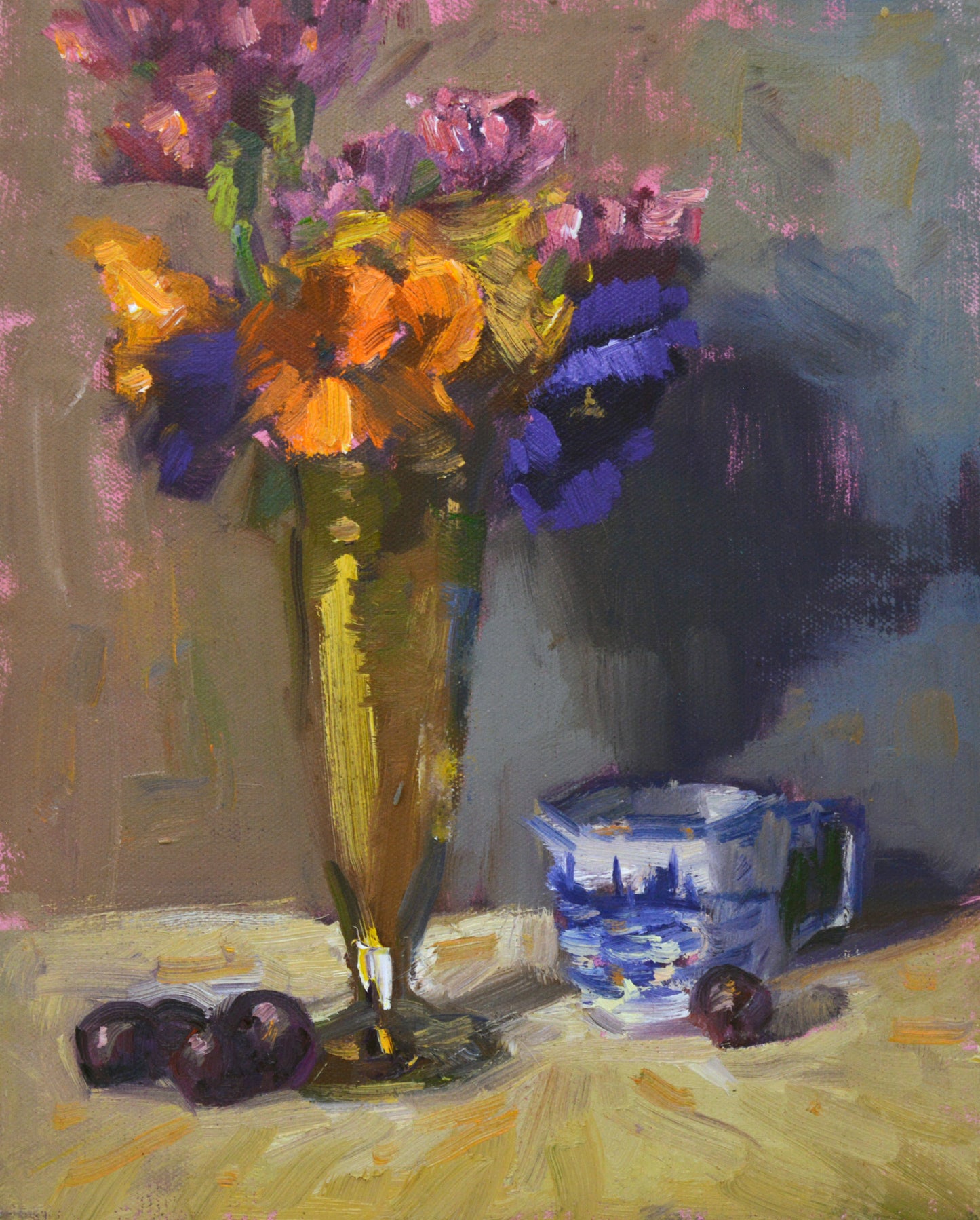 "Petite Pansies" 10x8 original oil painting by Artist Kristina Sellers