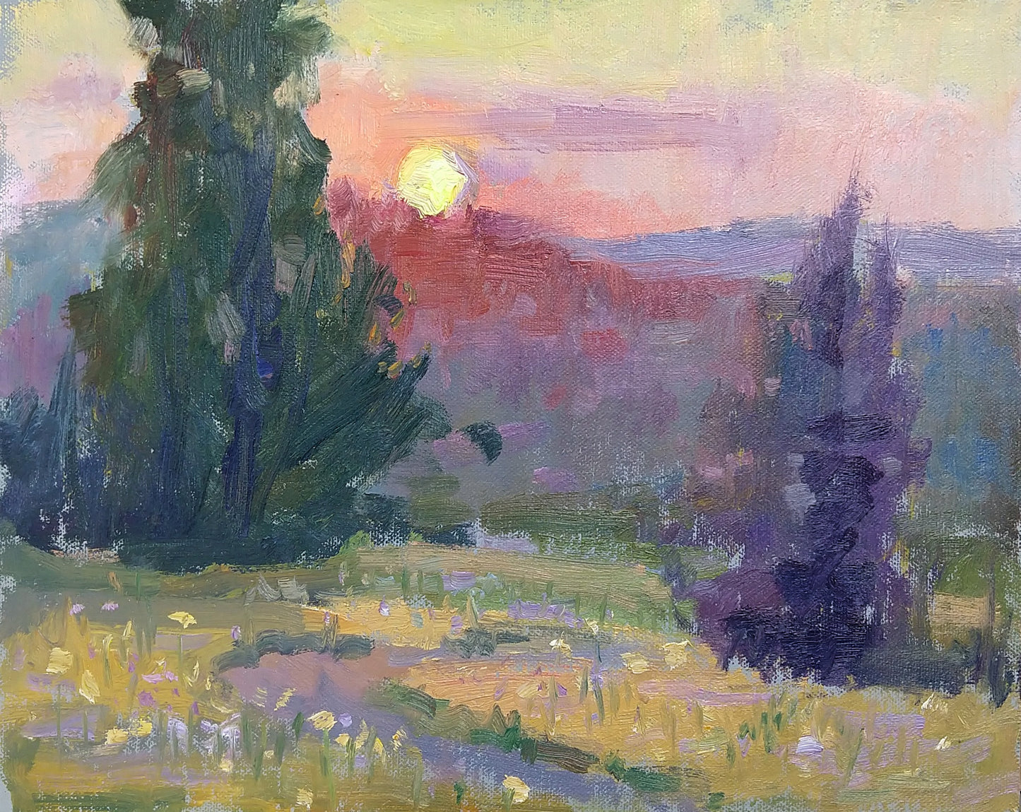 "Ruby Morning" 9x12 framed original plein air painting by Artist Kristina Sellers