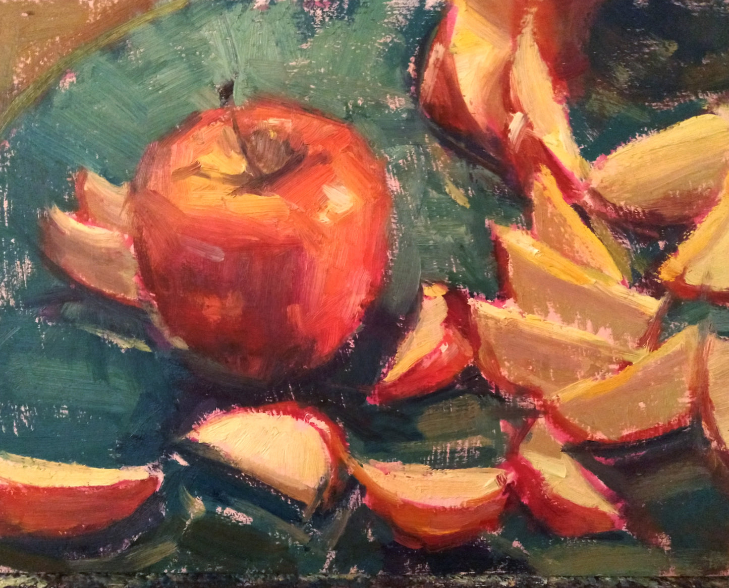 "Scattered Slices" 8x10 original oil painting by Artist Kristina Sellers, framed and ready to hang