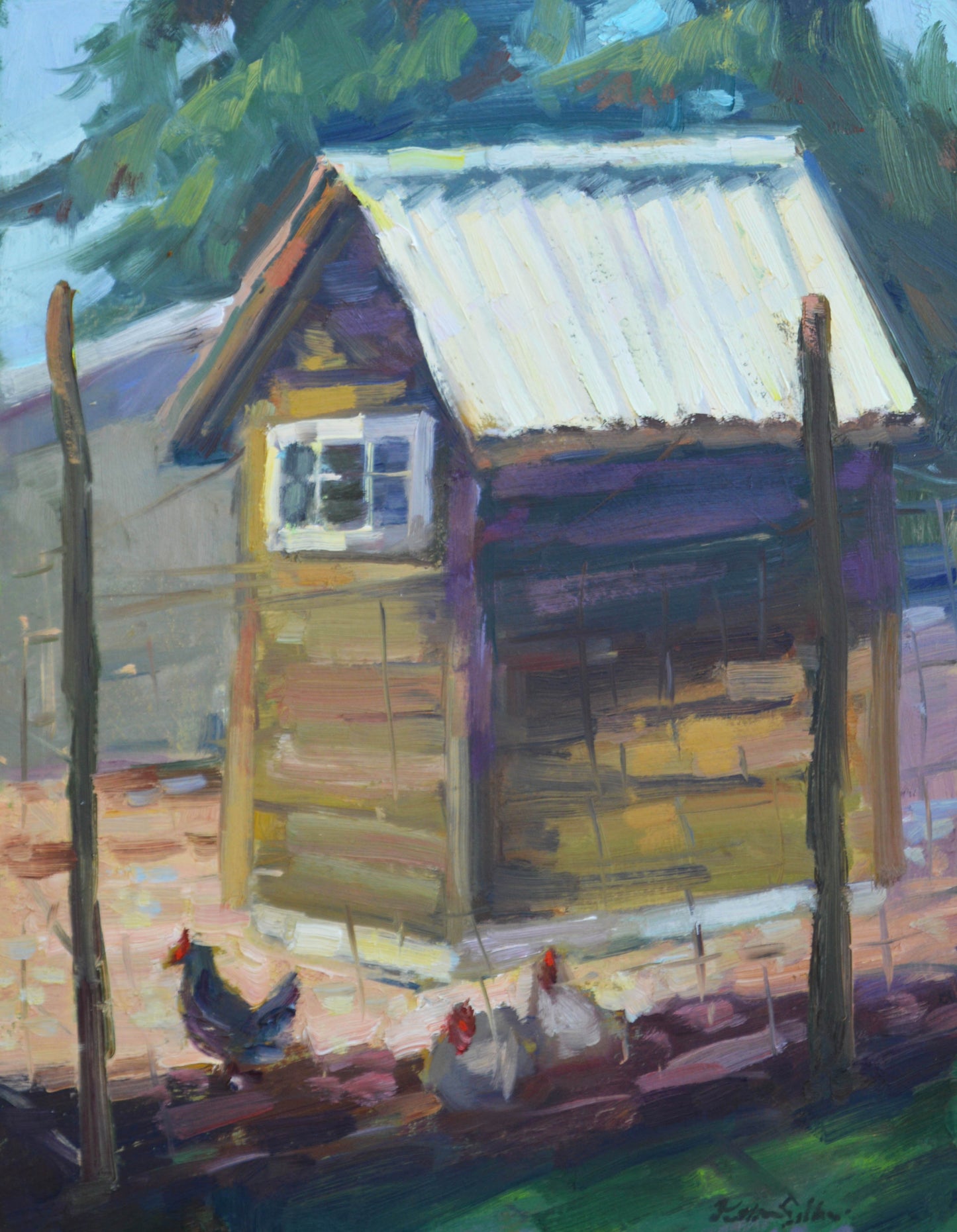 "Gated Community" 14x11 original oil painting by Artist Kristina Sellers