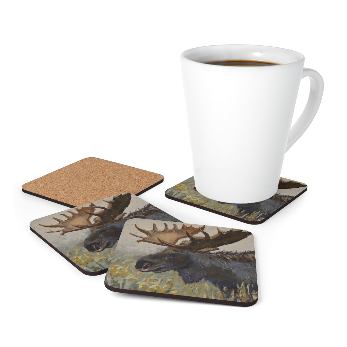 "Dark Chocolate Moose" Corkwood Coaster Set