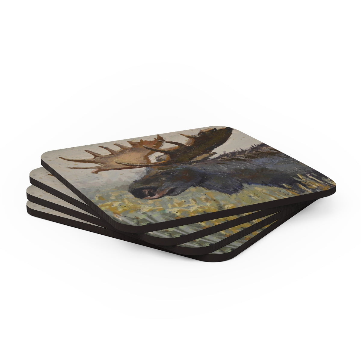 "Dark Chocolate Moose" Corkwood Coaster Set