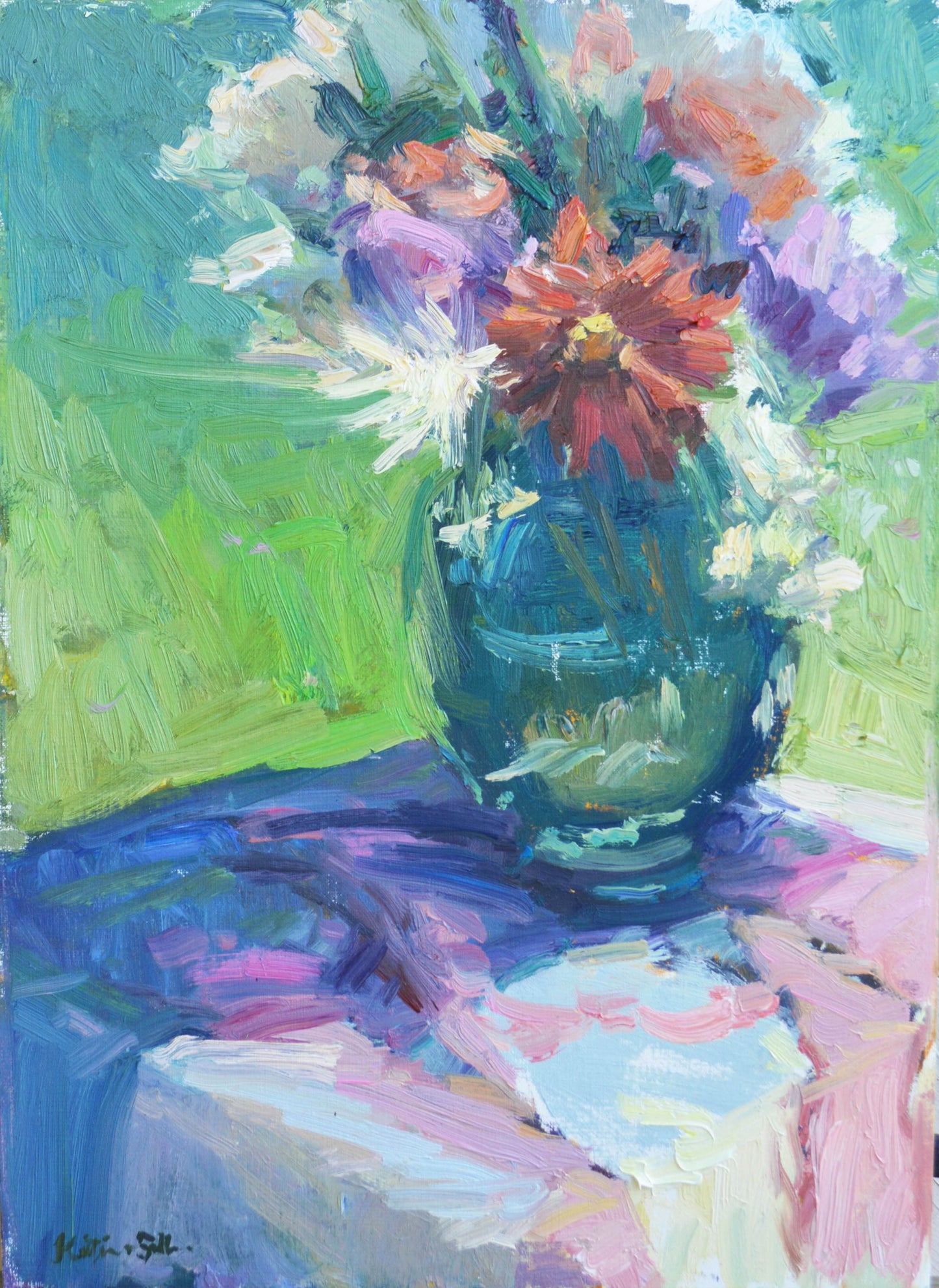 "The Table is Set" 16x12 original oil painting by Artist Kristina Sellers
