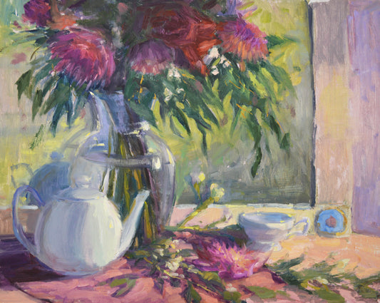 "September Tea" Original Oil Painting by Artist Kristina Sellers