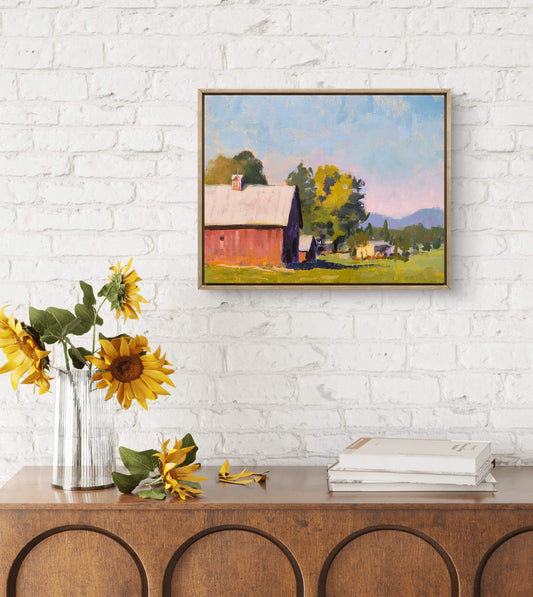 "Barn Shadows" 12x16 original acrylic painting by Artist Kristina Sellers