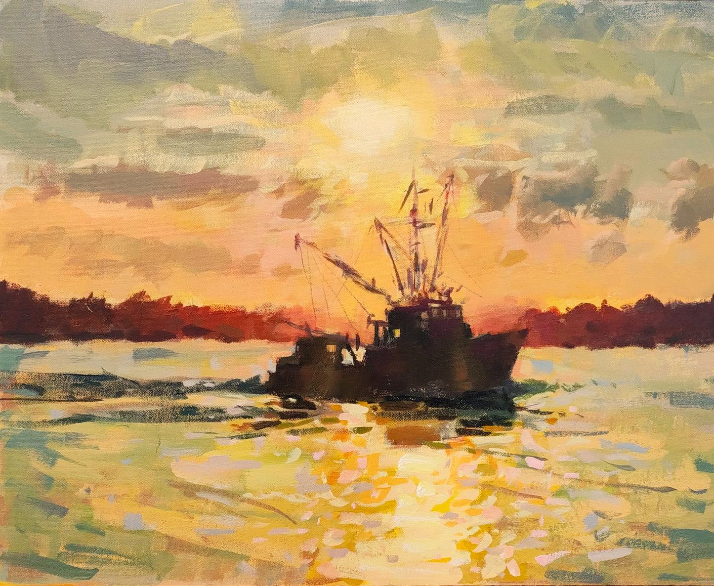 "Barnegat Skies" 16x20 original acrylic painting by Artist Kristina Sellers