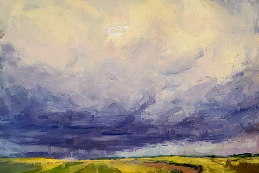 "Storm on Cleeve Hill" 24x36 original oil painting by Artist Kristina Sellers