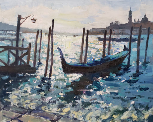 "Shimmering Canal" 16x20 inch original oil painting by Kristina Sellers