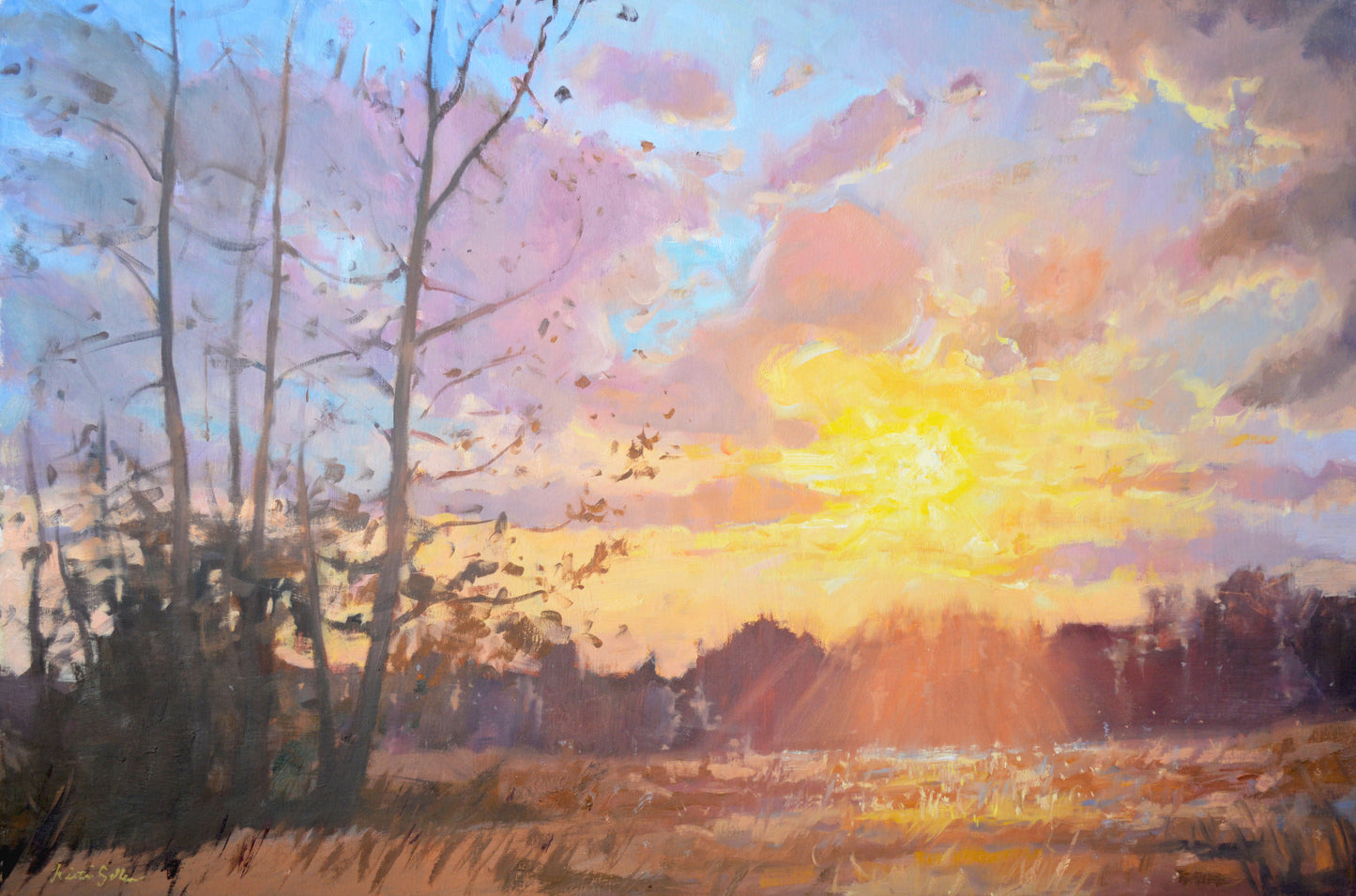 "Cascadian Sunset" 24x36 original oil painting by Artist Kristina Sellers