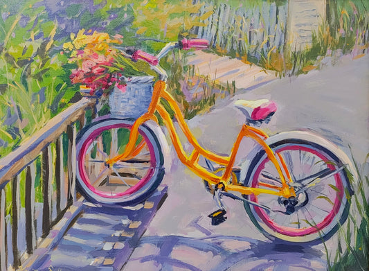 "Beach Bike", Original Acrylic Painting by Artist Kristina Sellers