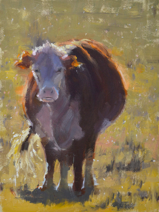 "Out Standing in Her Field", 12x9 Original Oil Painting