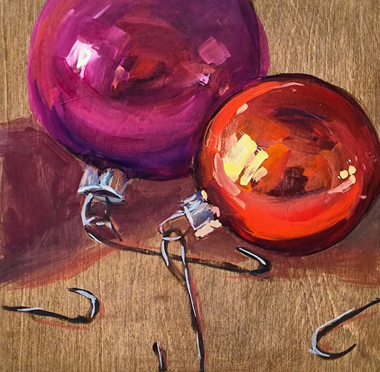 "Tabletop Baubles" 8x8 original acrylic painting by Artist Kristina Sellers
