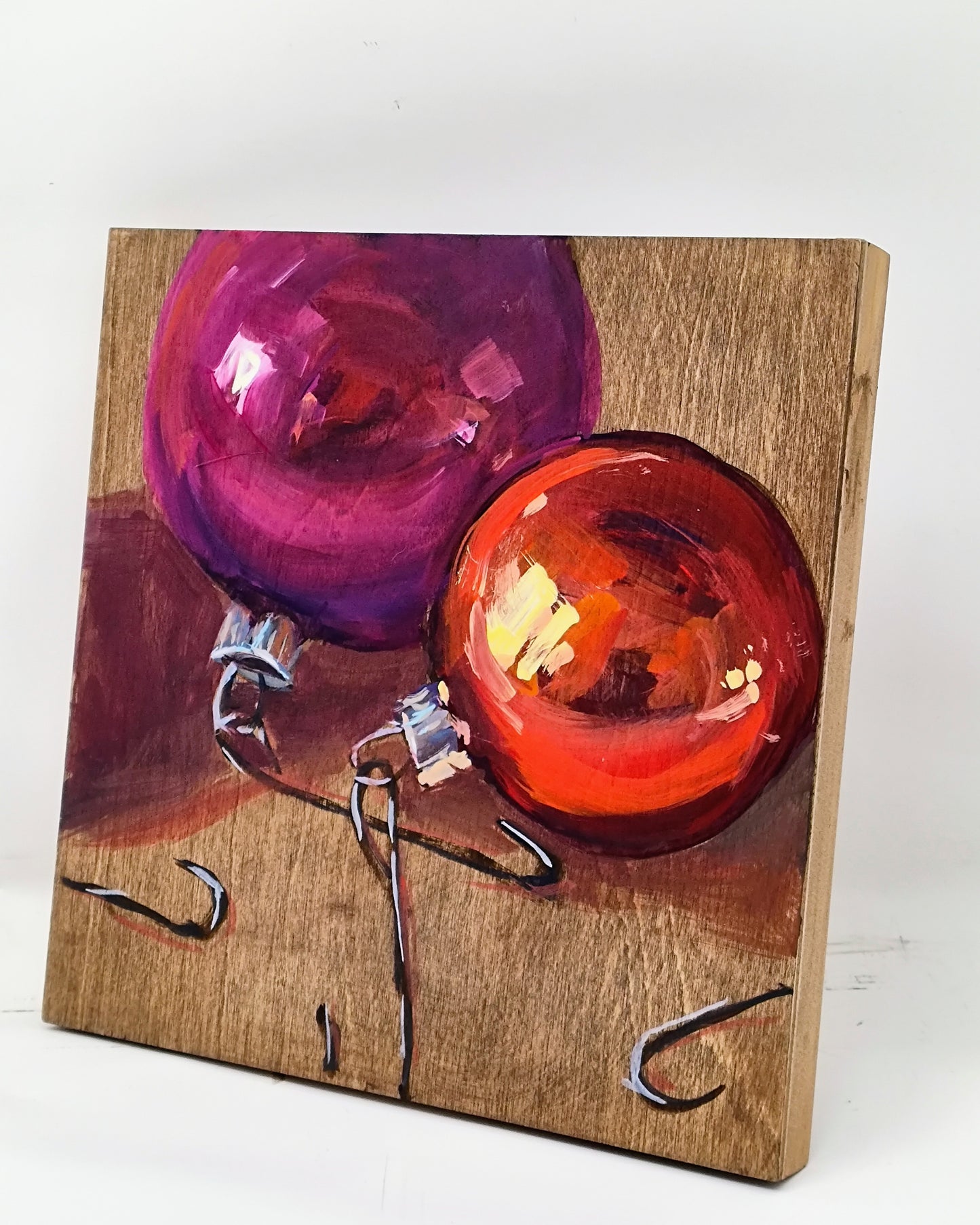 "Tabletop Baubles" 8x8 original acrylic painting by Artist Kristina Sellers