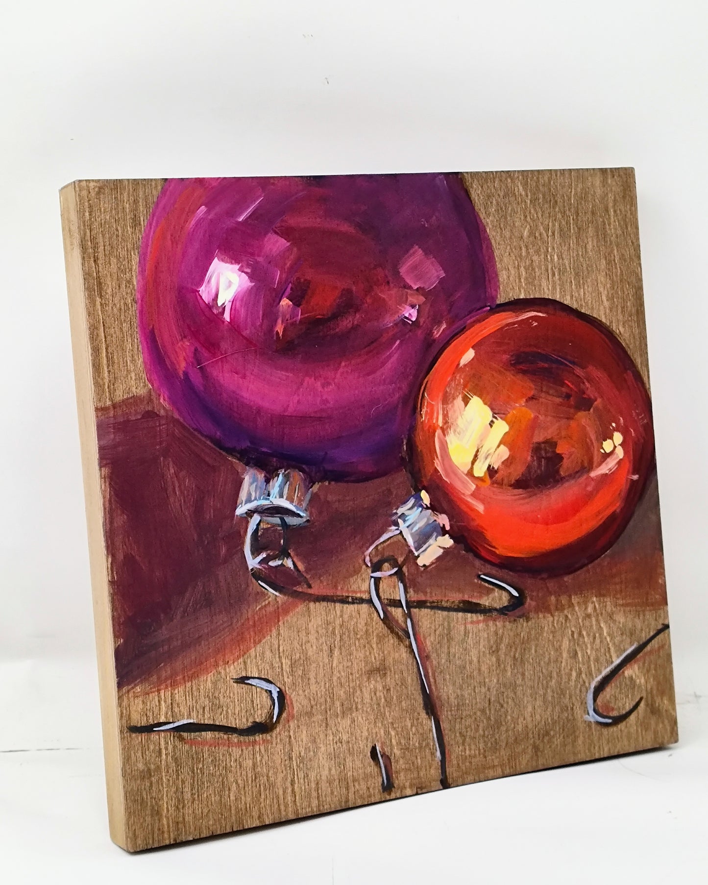 "Tabletop Baubles" 8x8 original acrylic painting by Artist Kristina Sellers