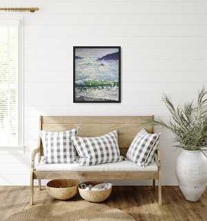 "Emerald Surf" 24x20 framed original oil painting by Artist Kristina Sellers