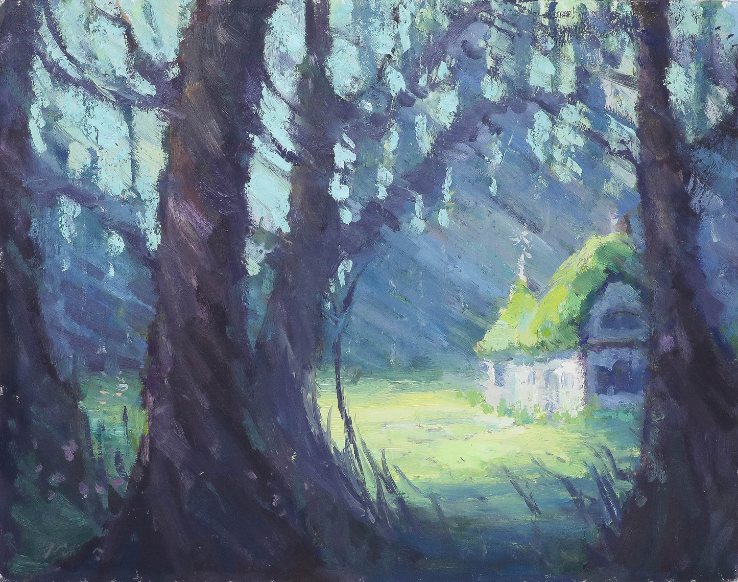 "Deep in the Forest" 11x14 Original Oil Painting by Artist Kristina Sellers