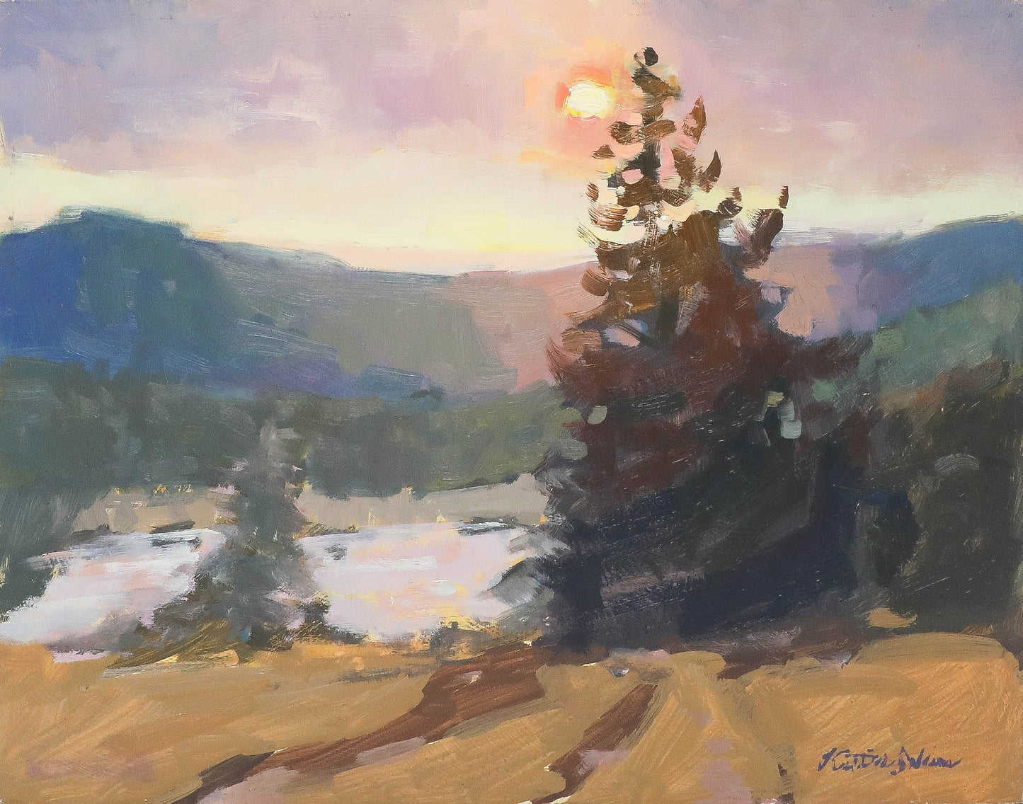 "Amber Evening", 11x14 Original Oil Painting by Artist Kristina Sellers
