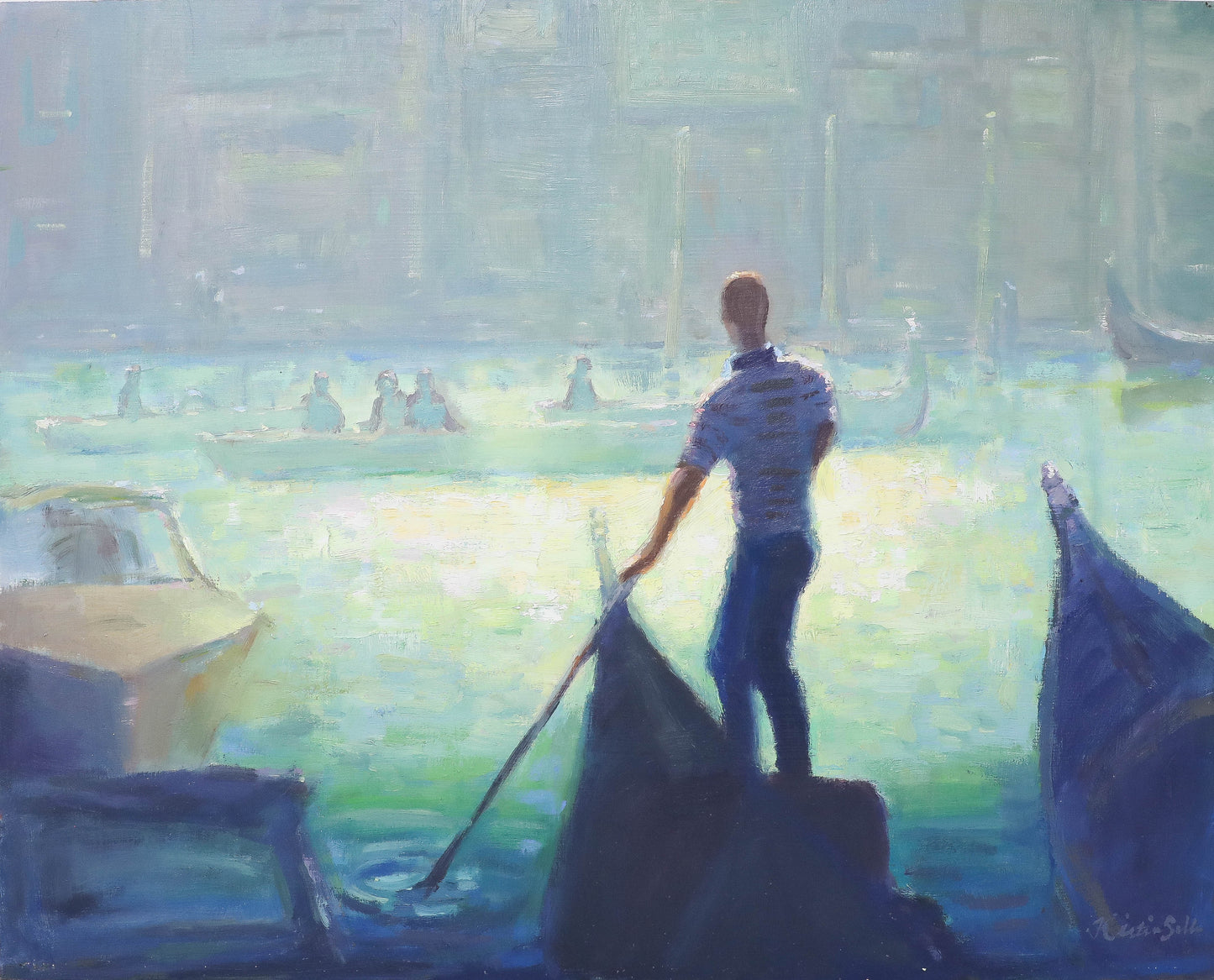 "The Gondolier", 16x20 Original Oil Painting by Artist Kristina Sellers