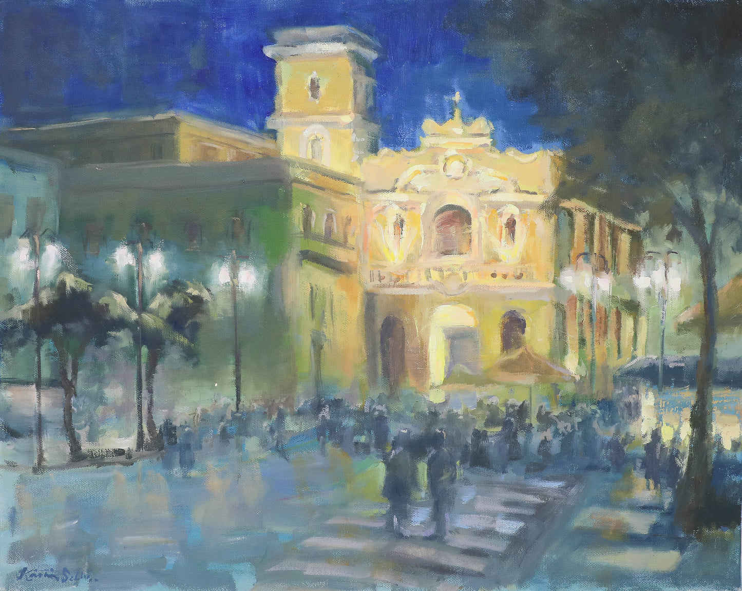 "Piazza Tasso",16x20 Original Oil Painting by Artist Kristina Sellers