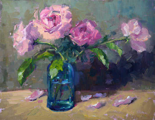 "Romantic Blooms" 11x14 original oil painting by Artist Kristina Sellers