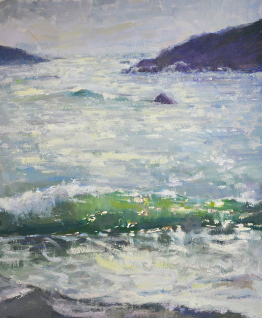 "Emerald Surf" 24x20 framed original oil painting by Artist Kristina Sellers