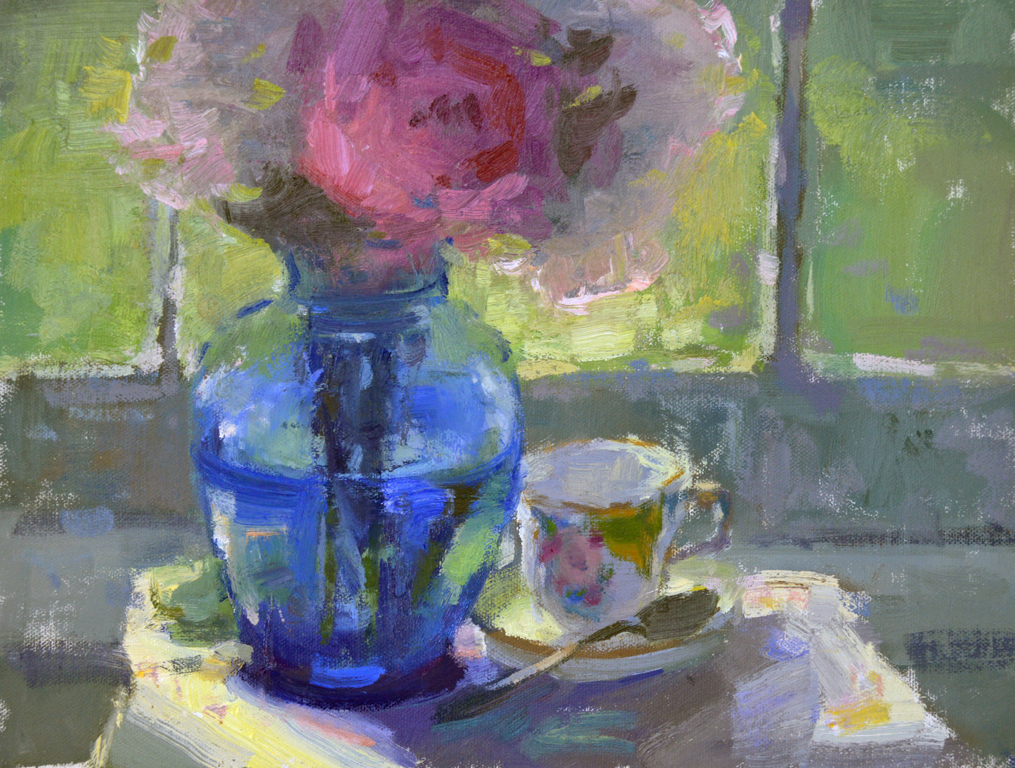"English Tea" 9x12 original oil painting by Artist Kristina Sellers
