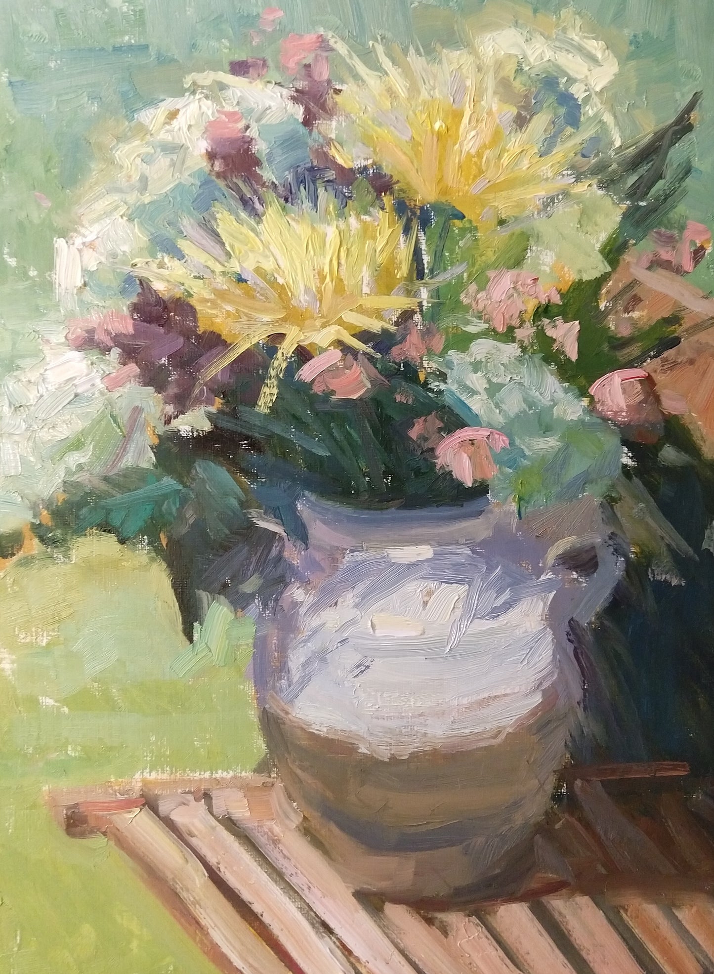 "Petals & Pottery" 16x12 Original Oil Painting by Artist Kristina Sellers