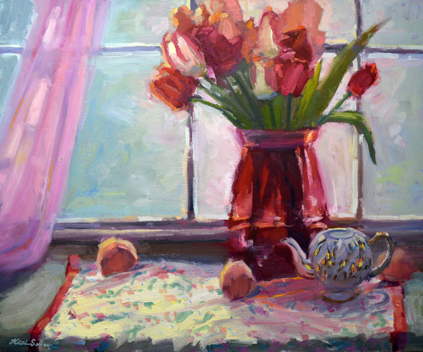 "Blushing Blooms" Original Oil Painting by Artist Kristina Sellers