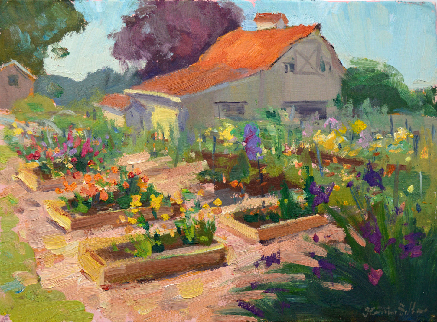 "Community Garden" Original Oil Painting by Artist Kristina Sellers
