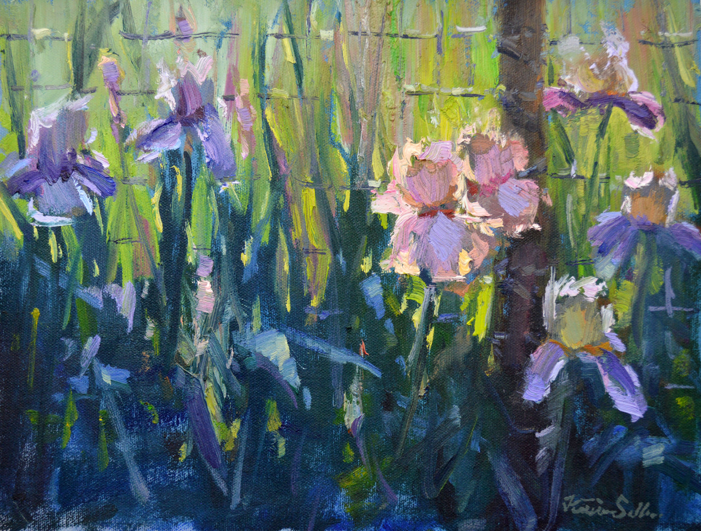 "Iris You Were Here" 9x12 framed Original Oil Painting by Artist Kristina Sellers