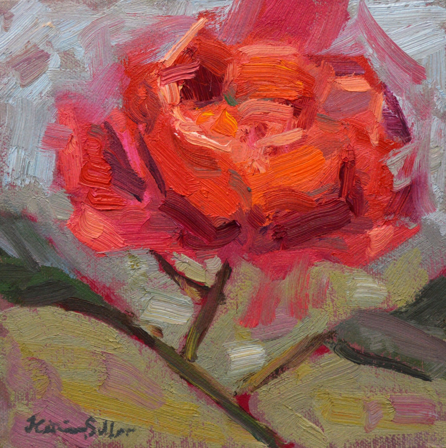 "Misty Rose" Original Oil Painting by Artist Kristina Sellers