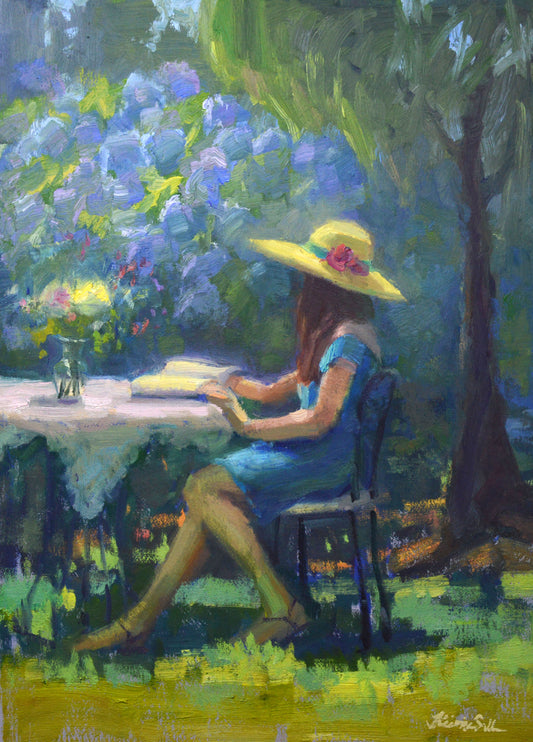 "Sun Hat" 16x12 framed Original Oil Painting by Artist Kristina Sellers