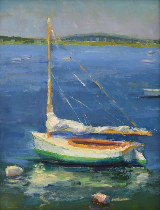 "Cat Boat" 18x14 Original Oil Painting by Artist Kristina Sellers