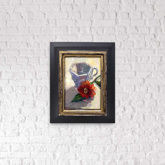 "Vanilla Tea" 7x5 framed original oil painting by Artist Kristina Sellers