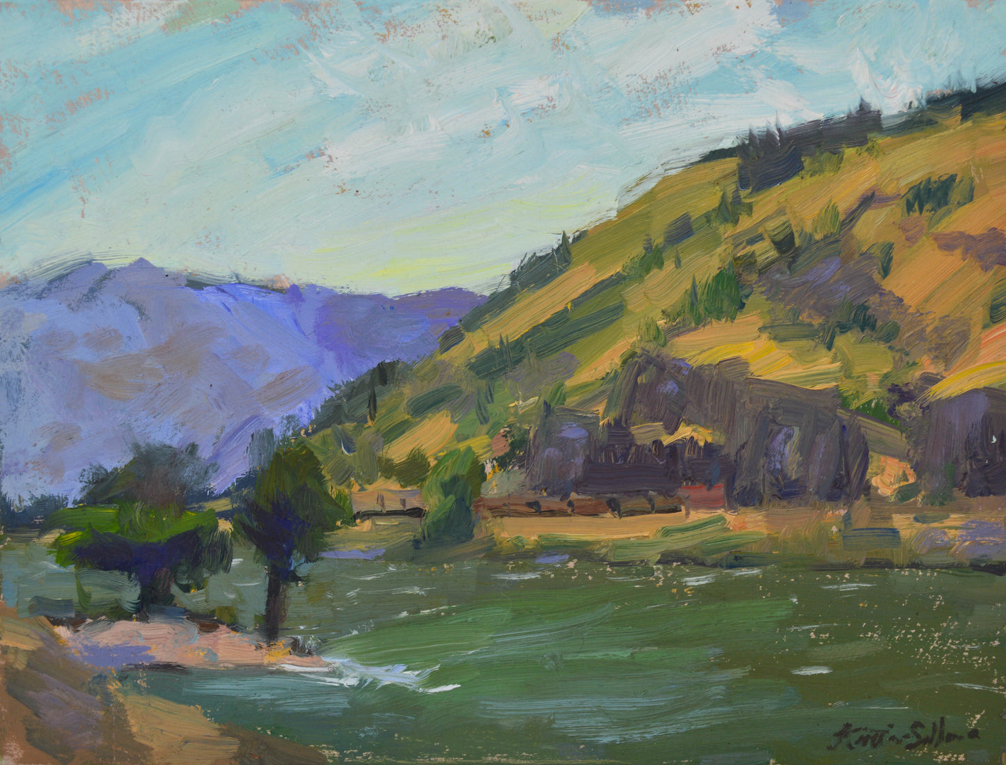 "Winds of Mosier" 9x12 original oil painting by Artist Kristina Sellers