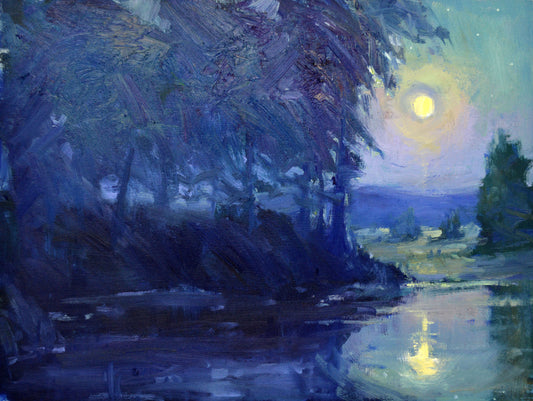 "Sauvie Moon" 12x16 Original Oil Painting by Artist Kristina Sellers