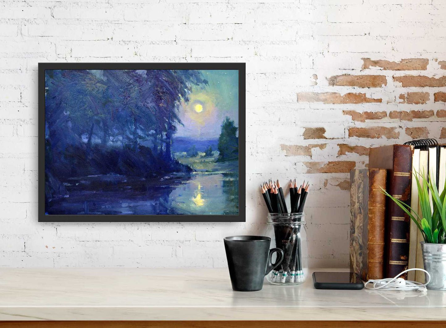 "Sauvie Moon" 12x16 Original Oil Painting by Artist Kristina Sellers