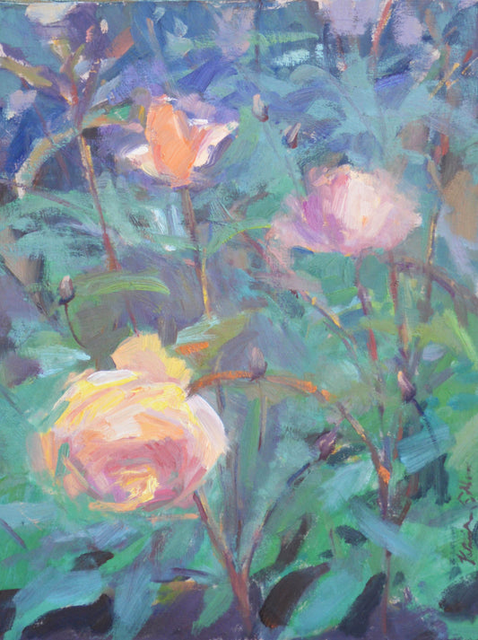 "Oregon Roses" 14x11 original oil painting by Artist Kristina Sellers