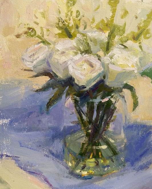 "White Roses" 8x10 Original Oil Painting by Artist Kristina Sellers