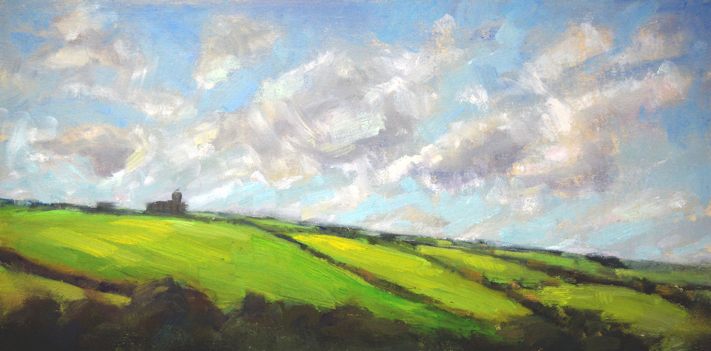 "Tintagel Skies" 8x16 original oil painting by Artist Kristina Sellers