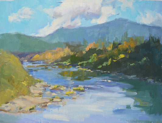 "On the Umpqua", 12x16 Original Oil Painting by Artist Kristina Sellers