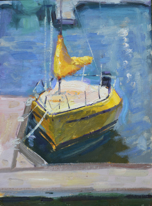 "Sunny Sailboat" 12x9 original oil painting by Artist Kristina Sellers